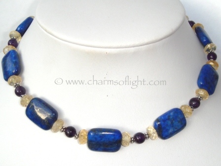 Lapis Lazulie, Amethyst & Citrine Choker Necklace